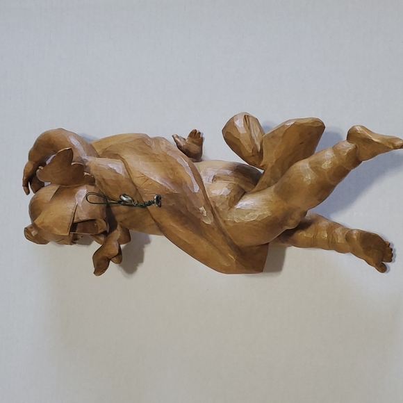 Vintage Hand Carved Wood Angel Cherub Wall Decor Figurine Tall 16" - Picture 11 of 15